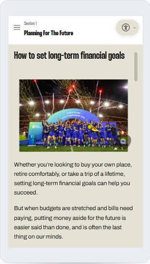 On mobile - the opening of a long-term financial goals module