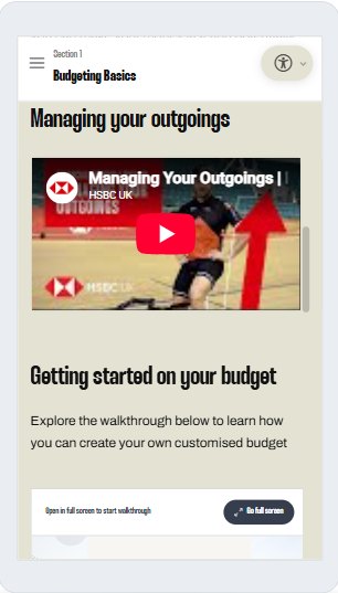 On mobile - a budgeting module with an embedded video